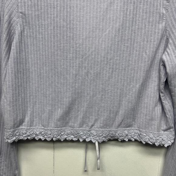 Free People Linen Blend Bohemian Cropped Lavender Women's Boxy Top Size Large - Picture 8 of 13
